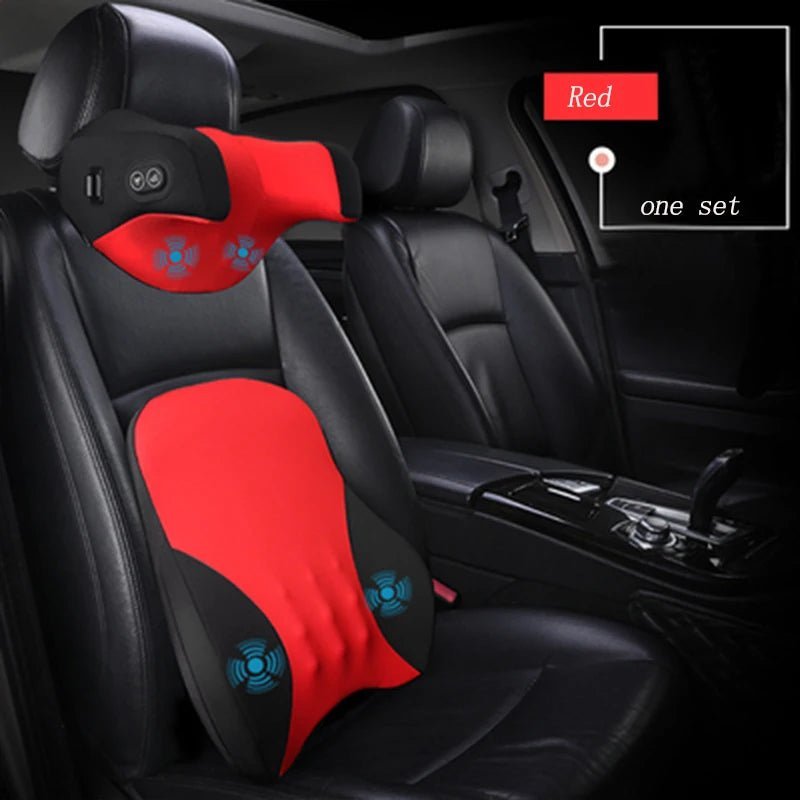 5V/USB Massage Car Seat Headrest Pillow Back Lumbar Support Universal Car Interior Pillows Auto Neck Support Cushion Accesorios - GadgetGalaxy Boutique