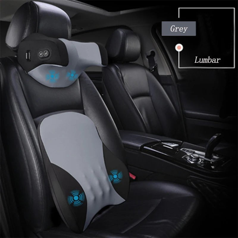 5V/USB Massage Car Seat Headrest Pillow Back Lumbar Support Universal Car Interior Pillows Auto Neck Support Cushion Accesorios - GadgetGalaxy Boutique