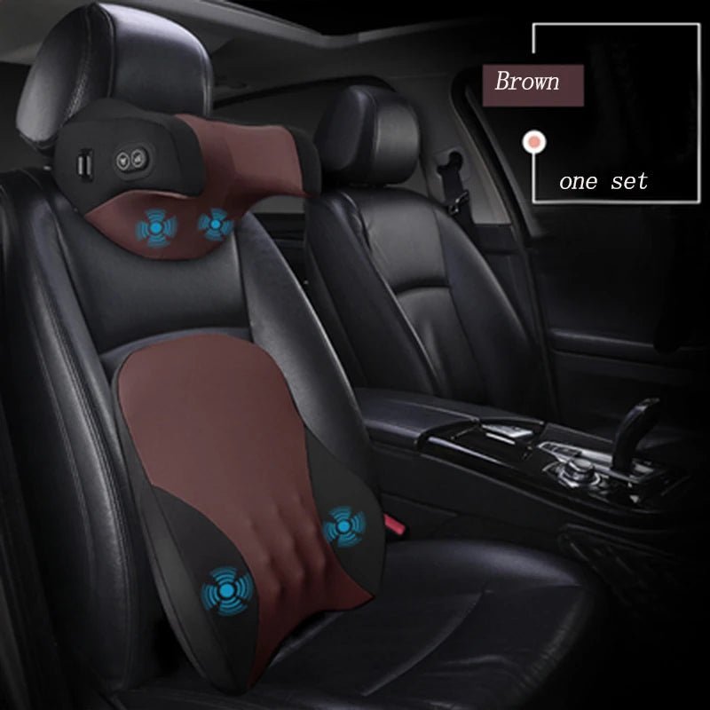 5V/USB Massage Car Seat Headrest Pillow Back Lumbar Support Universal Car Interior Pillows Auto Neck Support Cushion Accesorios - GadgetGalaxy Boutique