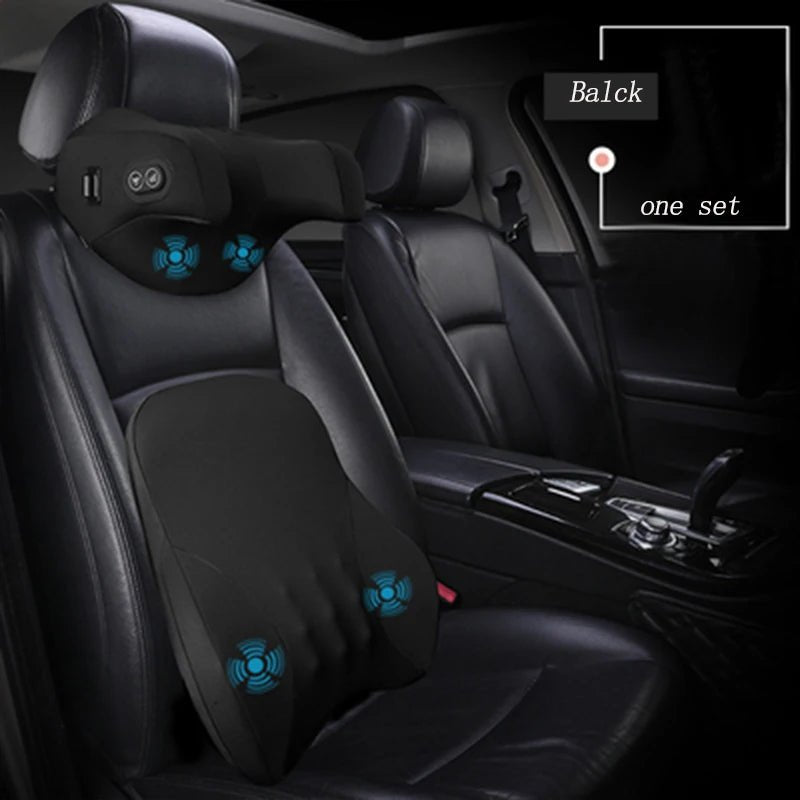 5V/USB Massage Car Seat Headrest Pillow Back Lumbar Support Universal Car Interior Pillows Auto Neck Support Cushion Accesorios - GadgetGalaxy Boutique