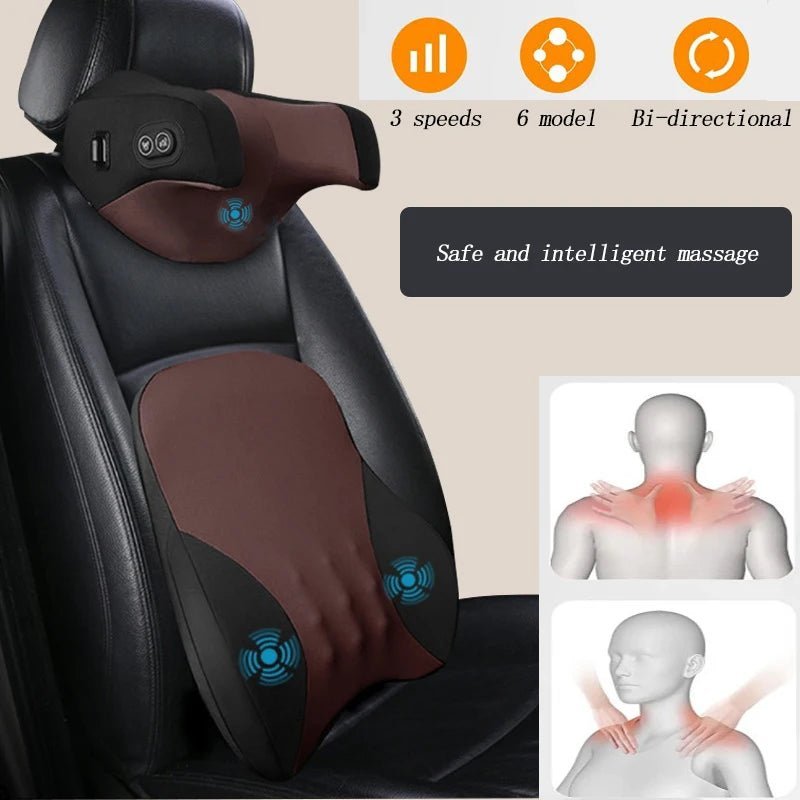 5V/USB Massage Car Seat Headrest Pillow Back Lumbar Support Universal Car Interior Pillows Auto Neck Support Cushion Accesorios - GadgetGalaxy Boutique