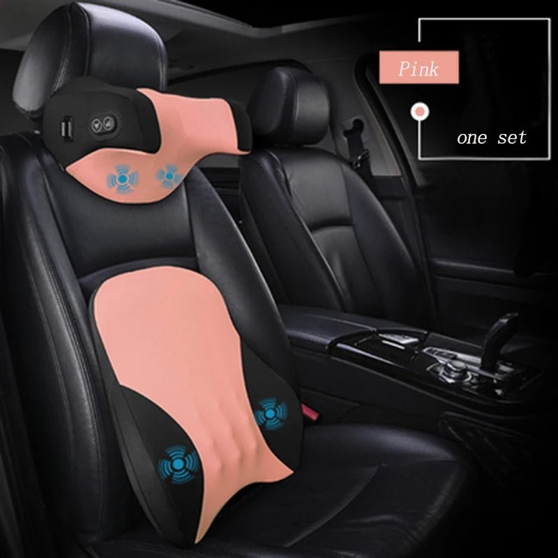 5V/USB Massage Car Seat Headrest Pillow Back Lumbar Support Universal Car Interior Pillows Auto Neck Support Cushion Accesorios - GadgetGalaxy Boutique