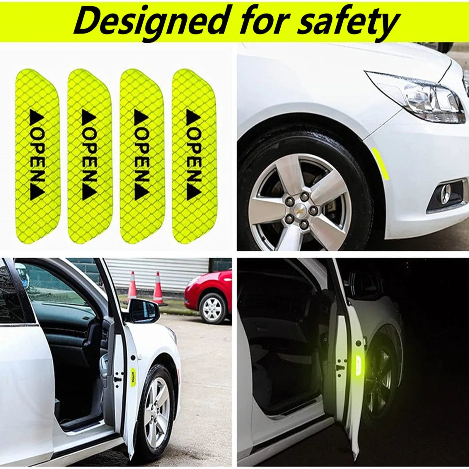 Reflective Car Accessories Door Sticker Safety Tape Inside Auto For Dacia Sandero Stepway 2023 Accessories Car Gadget