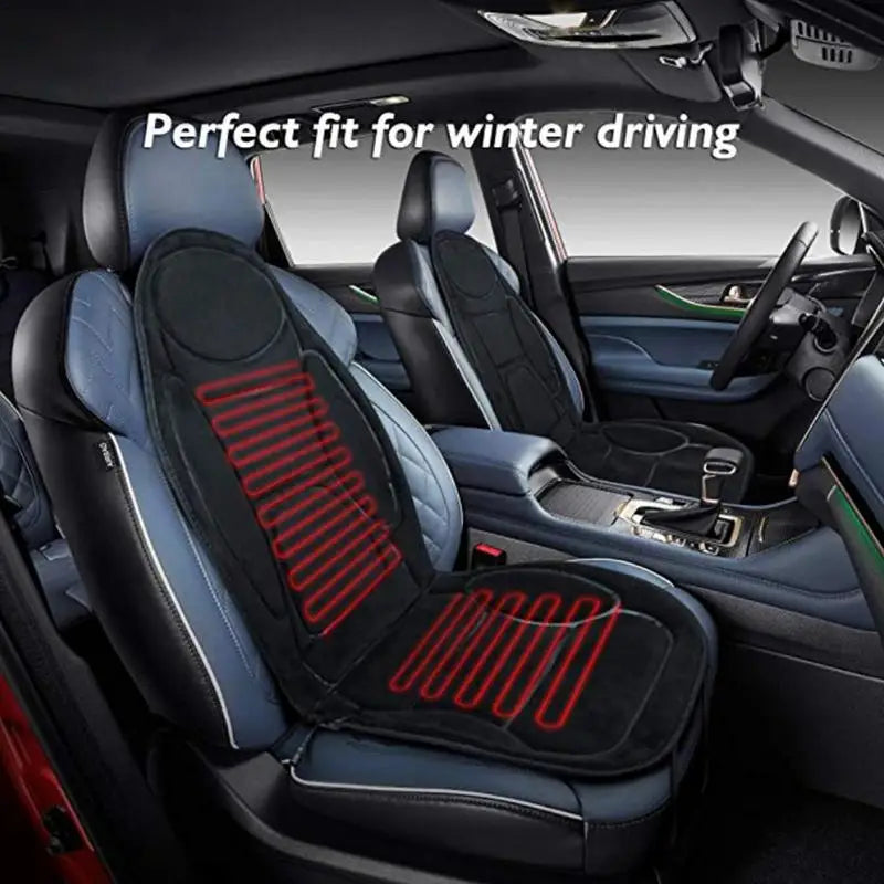 Winter Car Heated Seat Covers Super Soft Velvet Heated Seat Cushion Full Back Warmer Anti-slip Universal Chair Pad Auto Interior