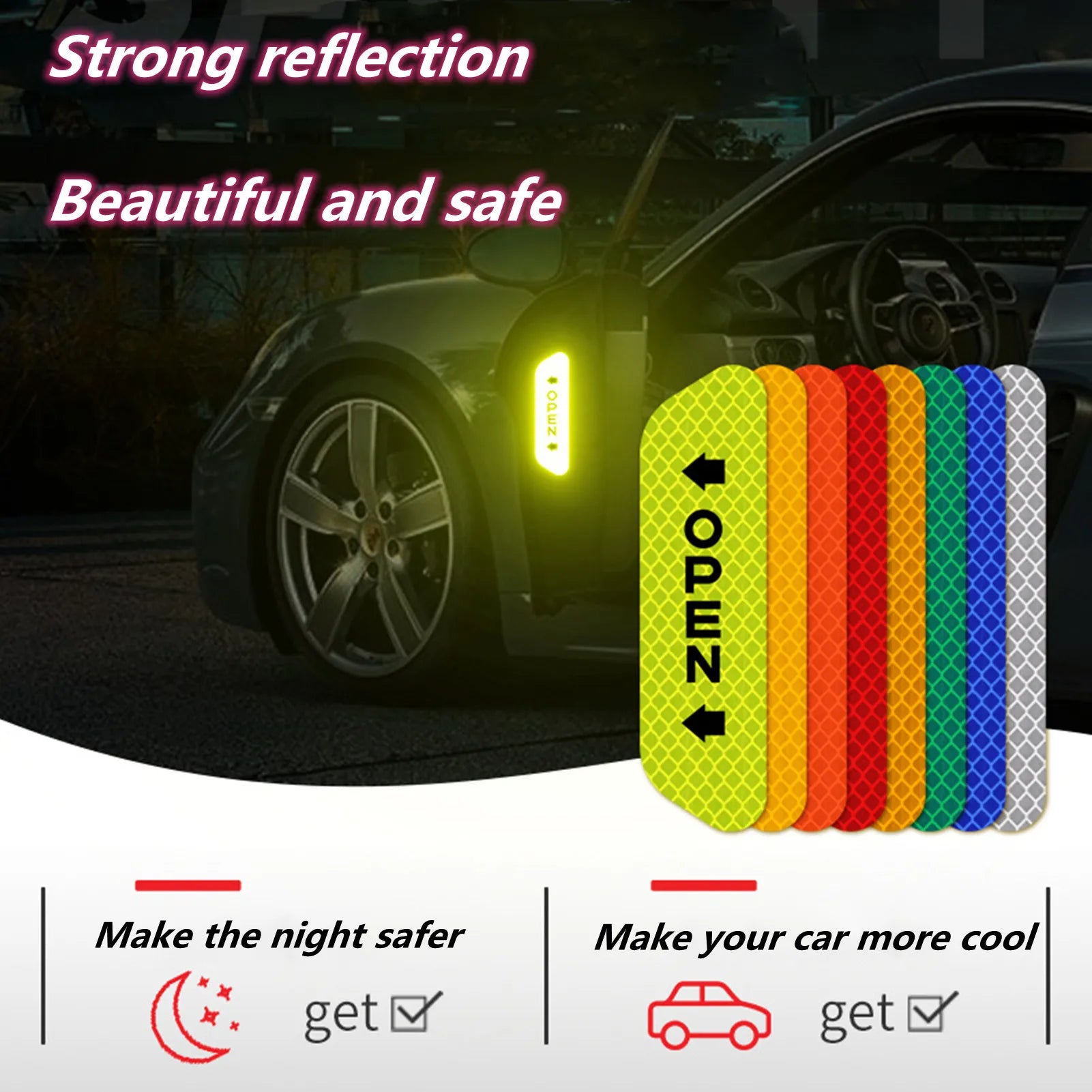 Reflective Car Accessories Door Sticker Safety Tape Inside Auto For Dacia Sandero Stepway 2023 Accessories Car Gadget