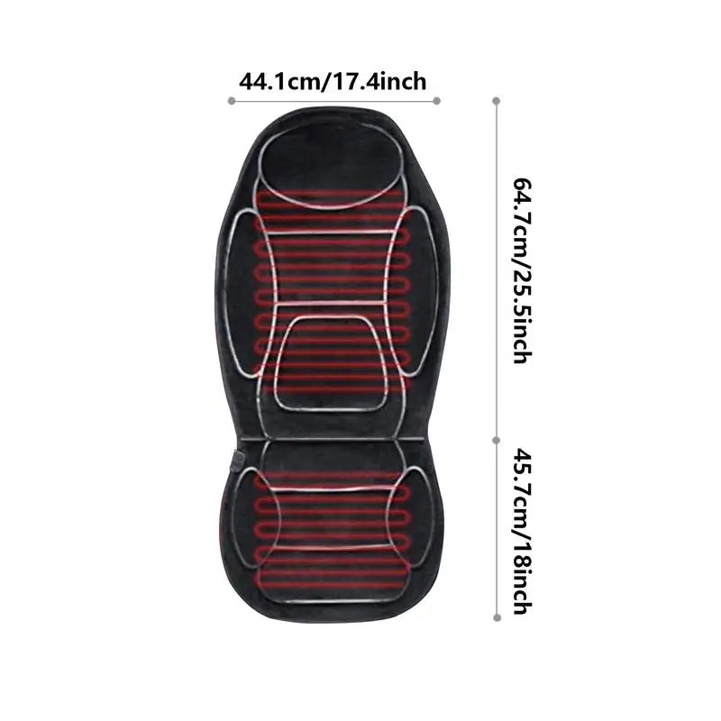 Winter Car Heated Seat Covers Super Soft Velvet Heated Seat Cushion Full Back Warmer Anti-slip Universal Chair Pad Auto Interior