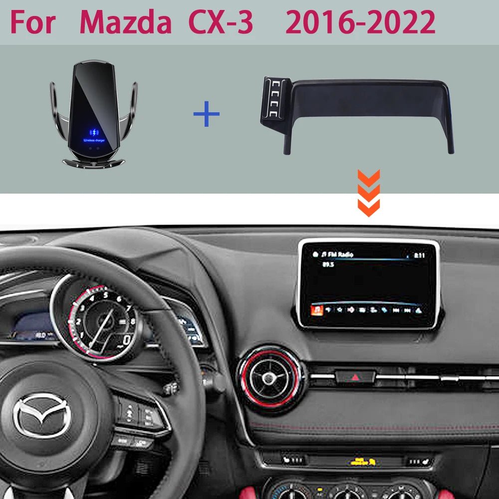 Car Phone Holder For Mazda CX-3 CX3 Sport DK 2016 2017 2018-2021 2022 Screen Fixed Navigation Bracket Wireless Charging Stand - GadgetGalaxy Boutique