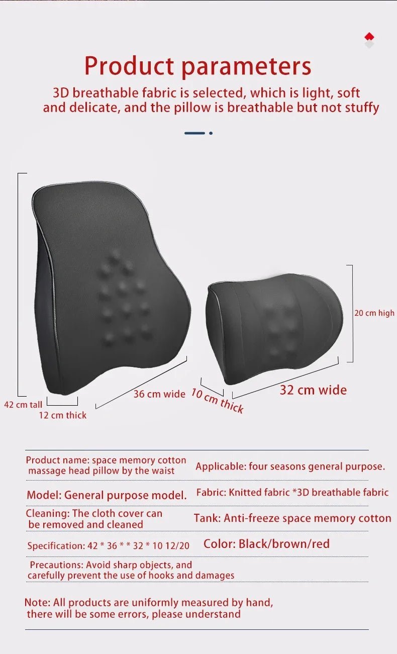 Comfortable Car Neck Massage Pillow Memory Foam Car Headrest Auto Seat Head Support Lumbar Support for Office Chair Cushion - GadgetGalaxy Boutique