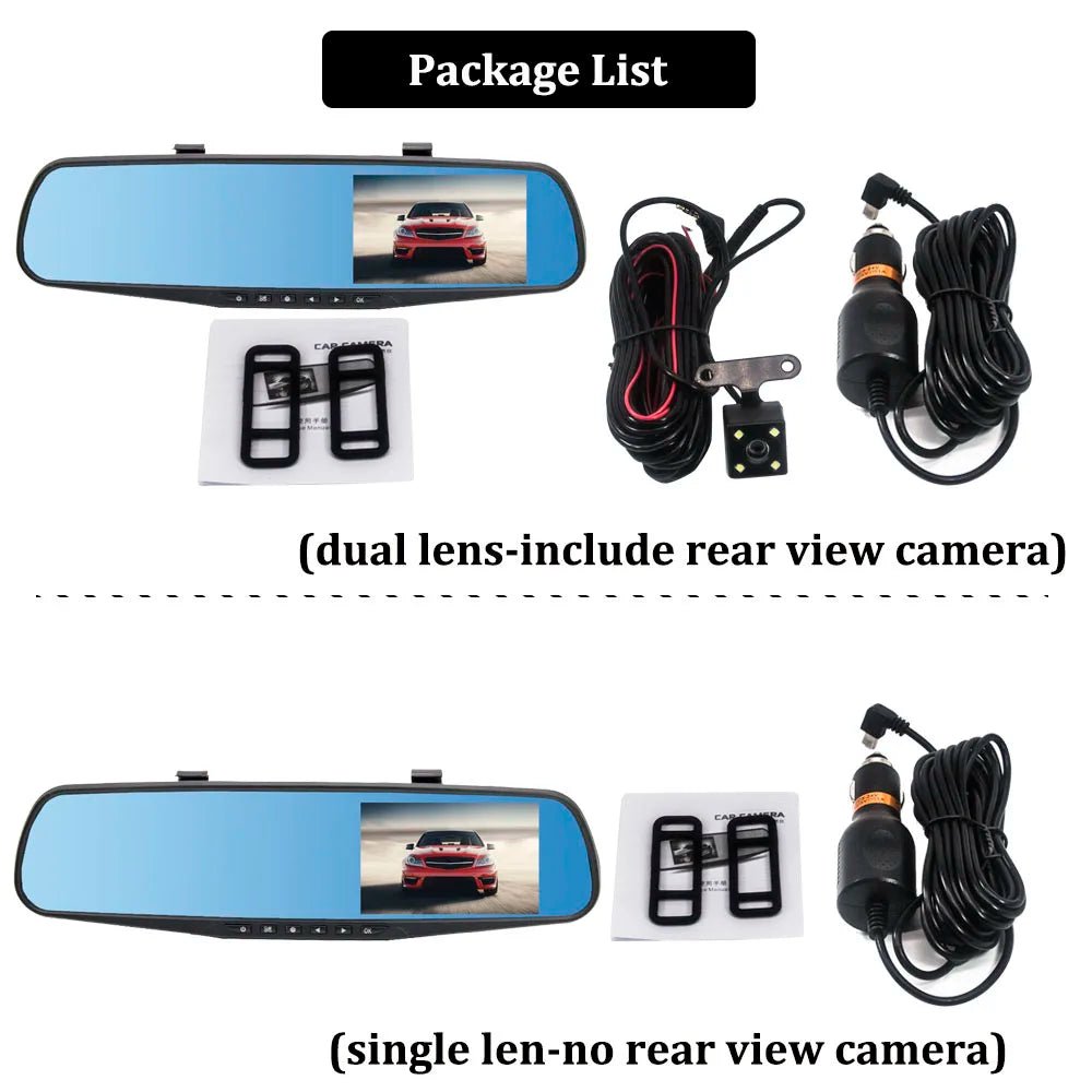 HGDO Rear View Mirror Recorder 3 in 1 Dash Cam Anti glare Blue Mirror Car Dvr FHD 1080P Video Camera retrovisor con camara - GadgetGalaxy Boutique