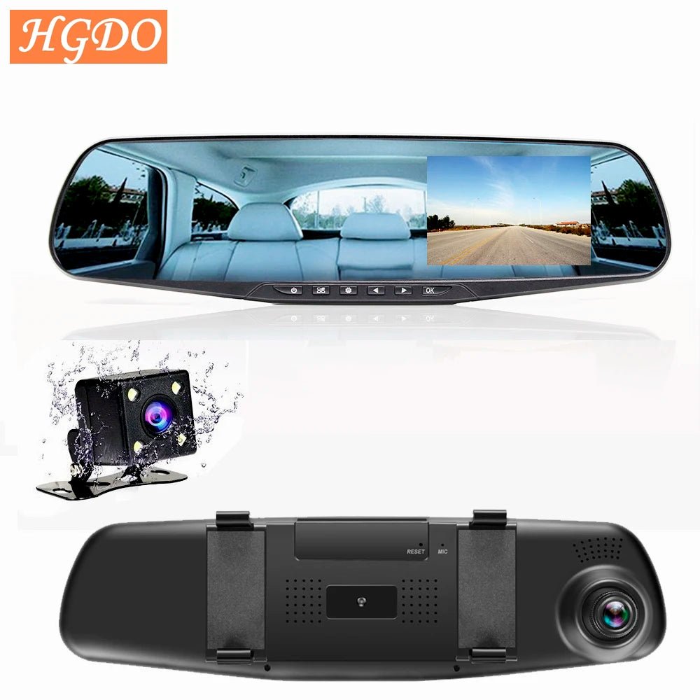 HGDO Rear View Mirror Recorder 3 in 1 Dash Cam Anti glare Blue Mirror Car Dvr FHD 1080P Video Camera retrovisor con camara - GadgetGalaxy Boutique