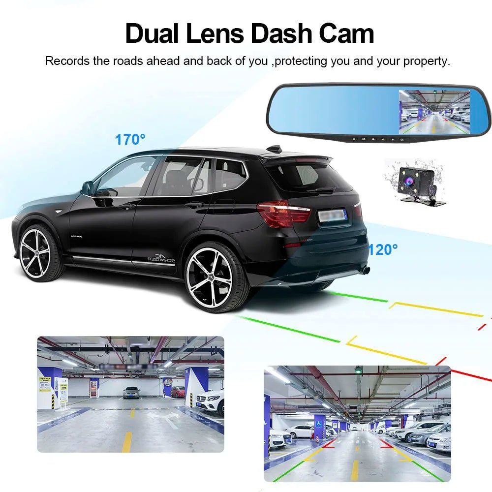 HGDO Rear View Mirror Recorder 3 in 1 Dash Cam Anti glare Blue Mirror Car Dvr FHD 1080P Video Camera retrovisor con camara - GadgetGalaxy Boutique