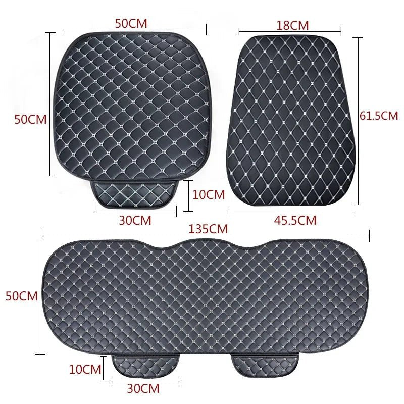 Leather Car Seat Covers Set Four Seasons Front Rear Seat Protector Car Seat Cushion Pad Mat Auto Interior Accessories Universal - GadgetGalaxy Boutique